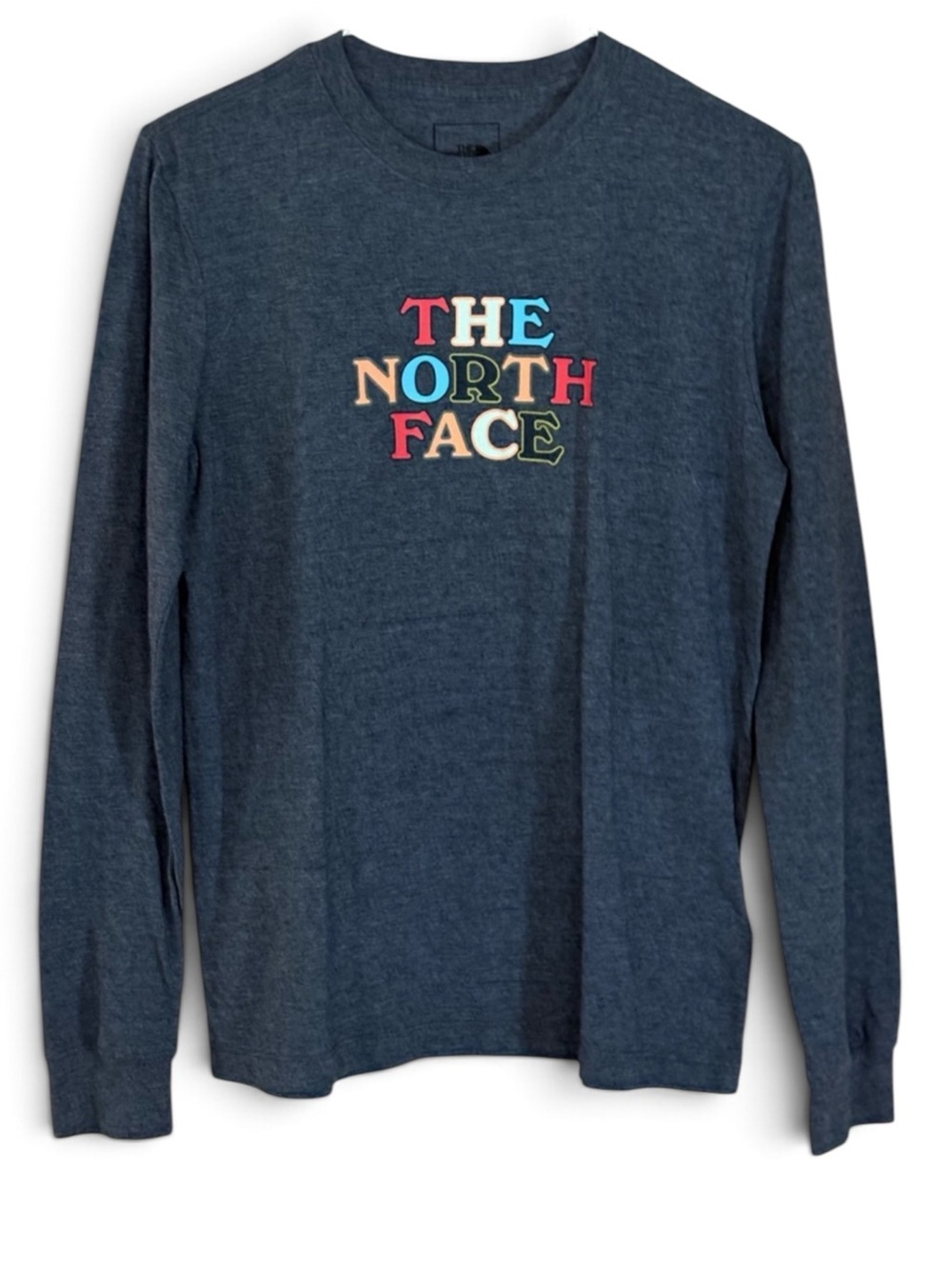 The North Face Dark Gray Multicolor Logo Crewneck Long Sleeve Tee